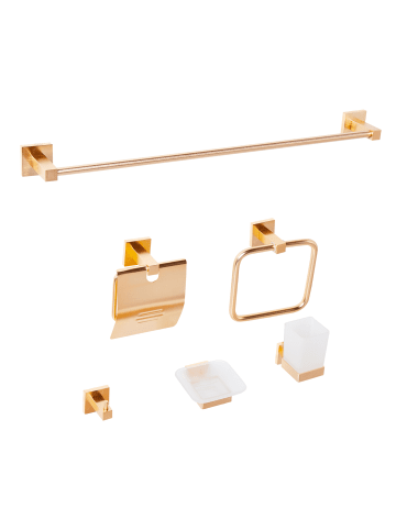Beliani 6-tlg Badaccessoires Set UVITA in Gold