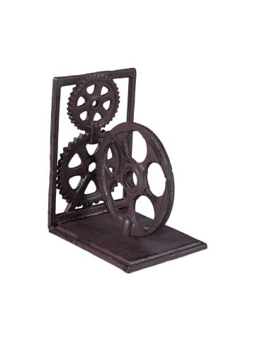 relaxdays 6 x Buchstütze "Filmrolle" in Braun - (B)13 x (H)16 x (T)10 cm