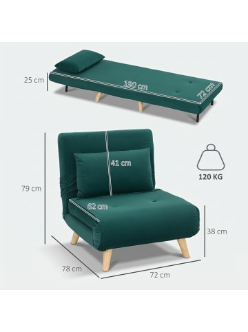 HOMCOM Schlafsessel-72 x 78 x 79 cm-Dunkelgrün