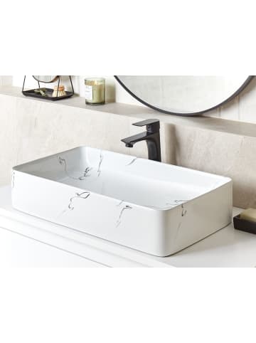 Beliani Waschbecken HOPI in Weiß - (W) 61 x (H) 11 x (L) 35 cm