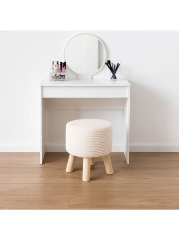 relaxdays Hocker in Beige/ Natur - (H)30 x Ø 30 cm