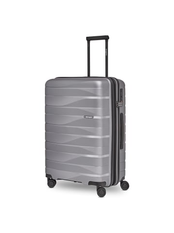 Bergpfeil Travel 4 Rollen Trolley M 66 cm mit Dehnfalte arctic silver metallic