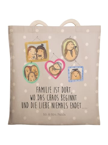 Mr. & Mrs. Panda Umhängetasche Igel Familie mit Spruch in Grau Pastell