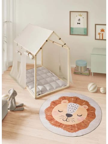 Atticgo Waschbarer Kinderteppich CANDY rund in rostrot