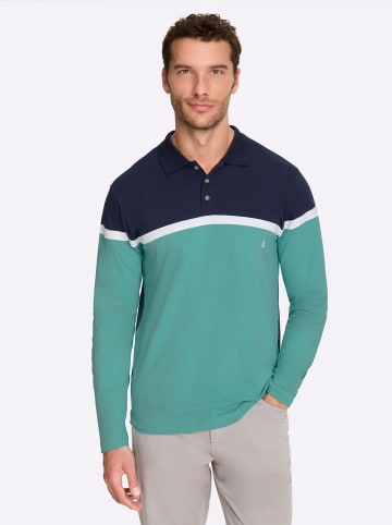 WITT WEIDEN Langarm-Poloshirt in marine-salbei