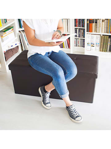 relaxdays Sitzbank Stauraum in Braun - (B)76 x (H)38 x (T)38 cm