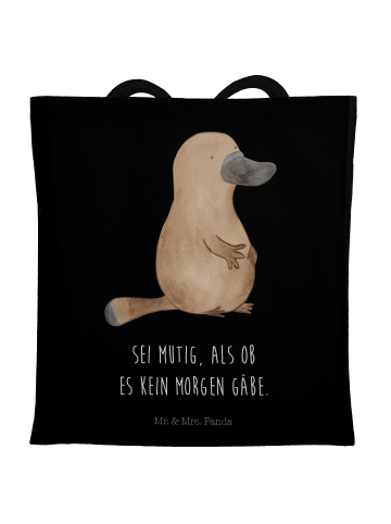 Mr. & Mrs. Panda tote bag Schnabeltier Mut mit Spruch in Schwarz