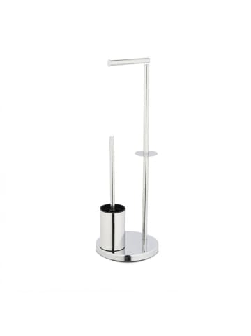 relaxdays WC Garnitur in Silber - (H)68 x Ø22 cm