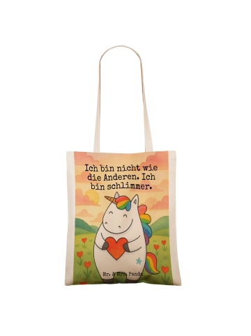 Mr. & Mrs. Panda Einkaufstasche Einhorn Herz Design mit Spruch in Weiß
