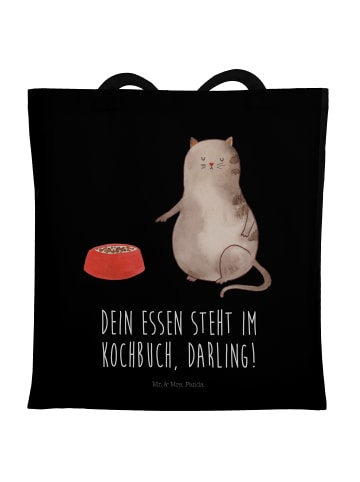 Mr. & Mrs. Panda Shopping Tasche Katze Fressen mit Spruch in Schwarz