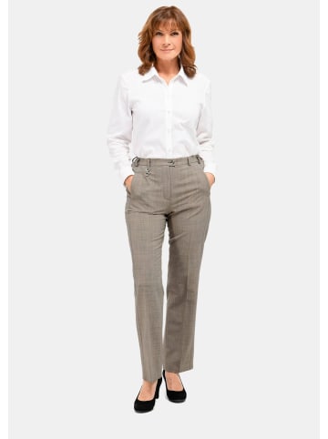 GOLDNER Elegante Stretchhose mit Bügelfalten in taupe / melange