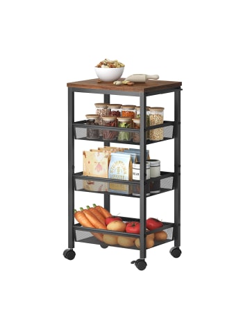 relaxdays Nischenwagen in Braun/ Schwarz - (B)22 x (H)77 x (T)45 cm