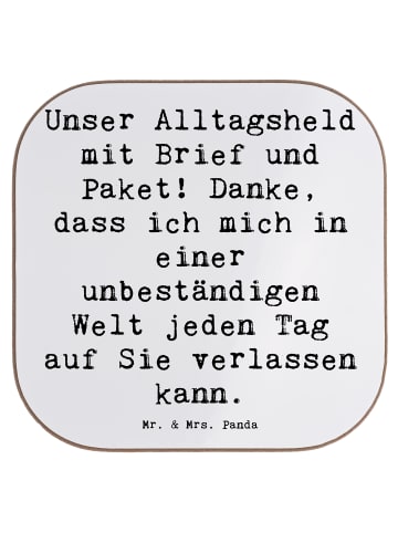 Mr. & Mrs. Panda Glas-Untersetzer Spruch Briefe & Pakete mit Spruch in Weiß
