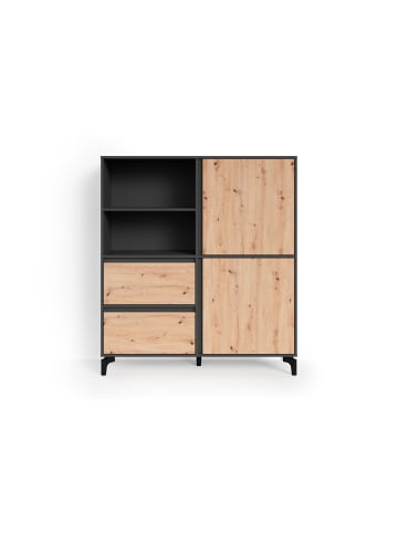 byLiving Highboard Blackwood in Schwarz - (B) 126 x (H) 141 x (T) 38 cm