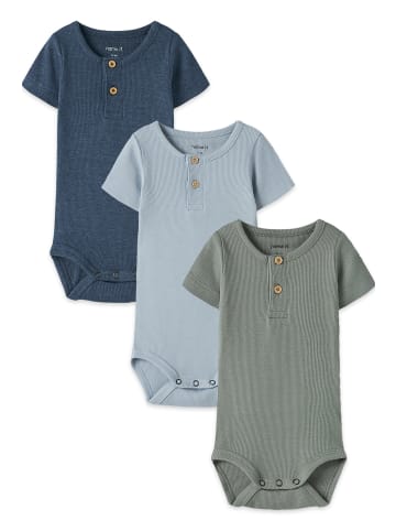 name it Kurzarm Body Druckknöpfen 3er-Set Bequem in Anthrazit-Blau-Grau