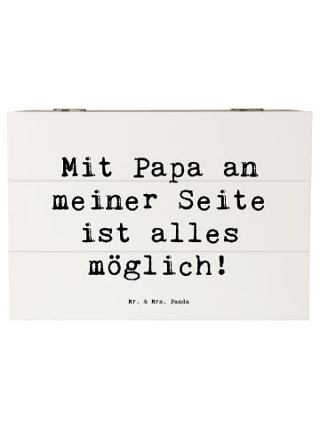 Mr. & Mrs. Panda Holzkiste Spruch Papa Möglichmacher mit Spruch in Weiß