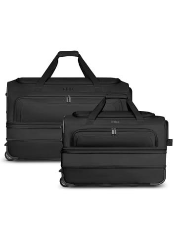 Redolz Duffle Essentials 2-Rollen Reisetasche Set 2 tlg. M+L mit Dehnfalte in black