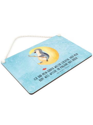 Mr. & Mrs. Panda Deko Schild Pinguin Mond mit Spruch in Eisblau