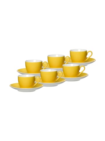 Ritzenhoff & Breker 6er Set Espressotassen und -untertassen Doppio 80 ml in Gelb
