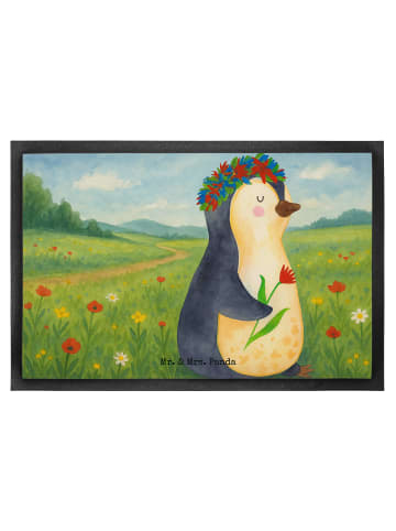 Mr. & Mrs. Panda Schmutzfangmatte Pinguin Blumen Design ohne Spruch in Weiß