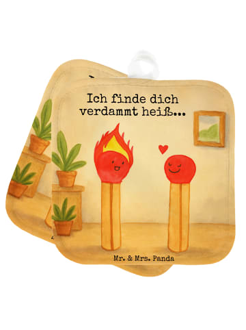 Mr. & Mrs. Panda Topfuntersetzer Streichhölzer Design mit Spruch in Weiß