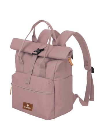 travelite Basics Short Handle - Rolltop Rucksack 46 cm erw. (black) in smokey rose