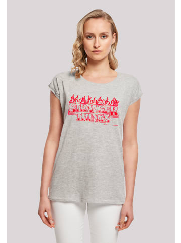 F4NT4STIC T-Shirt Stranger Things Flames in grau meliert