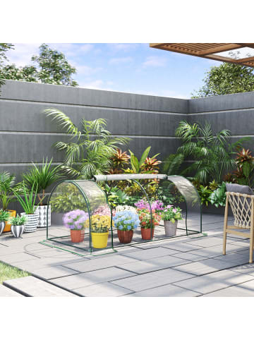 Outsunny Gewächshaus 250L x 100B x 80H cm Transparent+Grün