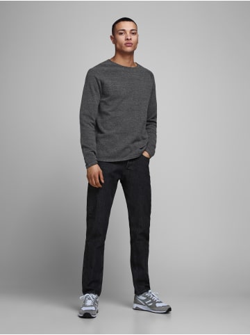 Jack & Jones Rundhals Strickpullover Langarm Sweater aus Baumwolle JJEHILL in Dunkelgrau