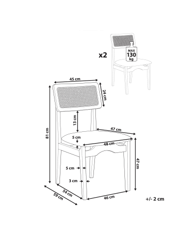 Beliani 2er-Set Esszimmerstuhl RUBONIA in Schwarz