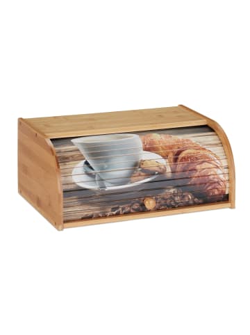 relaxdays Brotkasten Frühstücksmotiv in Natur - (B)40 x (H)17 x (T)27 cm