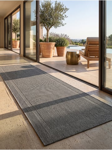 KADIMA DESIGN Flachwebteppich Bordüre flachgewebt pflegeleicht Wohnzimmer Flur in Anthrazit