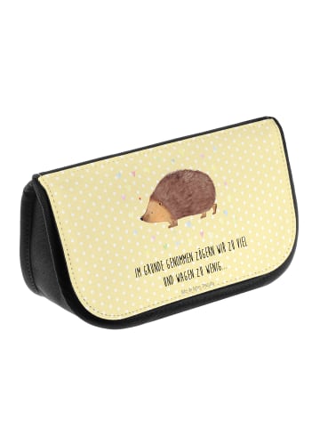 Mr. & Mrs. Panda Kulturtasche Igel Herzen mit Spruch in Gelb Pastell