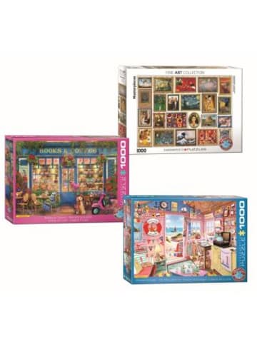 Eurographics Spiel - Puzzle 3er-Pack (Books/FineArt/Ocean Cottage)