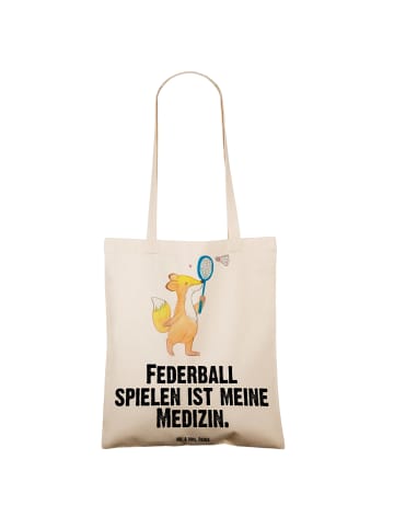 Mr. & Mrs. Panda Tragetasche Fuchs Federball spielen mit Spruch in Creme