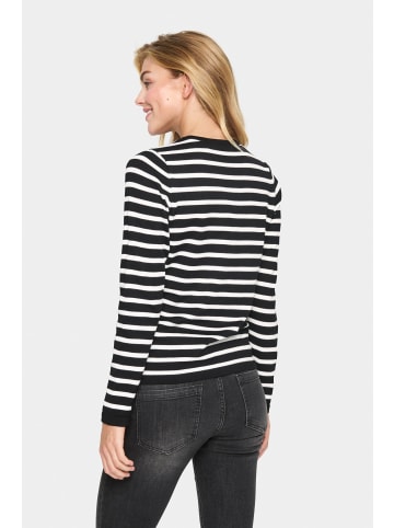 SAINT TROPEZ Strickjacke MilaSZ Gerade Passform in Black Mila Stripe