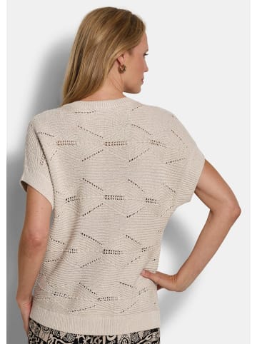 GOLDNER Baumwollpullover mit Rautenstruktur in stein