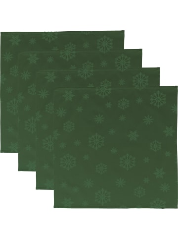 Erwin Müller Jacquard, Baumwollmischung Serviette 4er-Pack Marbella in dunkelgrün