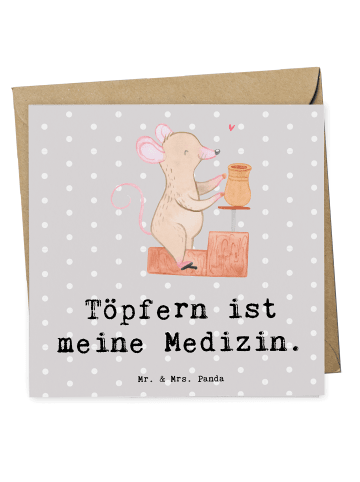 Mr. & Mrs. Panda Deluxe Karte Maus Töpfern mit Spruch in Grau Pastell