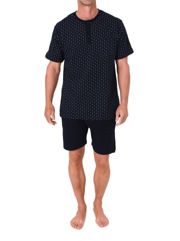 NORMANN Kurzarm Schlafanzug Shorty Pyjama print Übergrößen in marine
