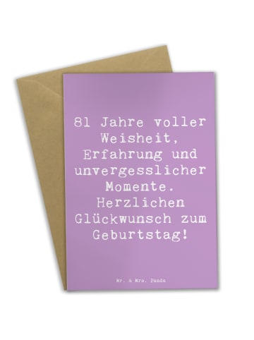 Mr. & Mrs. Panda Babykarte Spruch 81. Geburtstag mit Spruch in Lavendeltraum