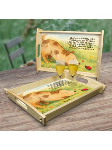 Mr. & Mrs. Panda Serviertablett Holz Hund Marienkäfer Design mit... in Weiß