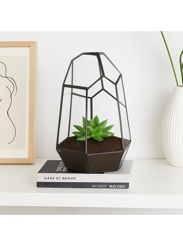 relaxdays Pflanzenterrarium "geometrisch" in Schwarz - (B)17 x (H)25 x (T)15 cm