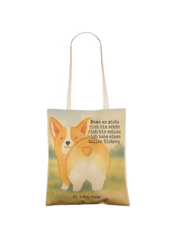 Mr. & Mrs. Panda Einkaufstasche Corgi Po Design mit Spruch in Weiß