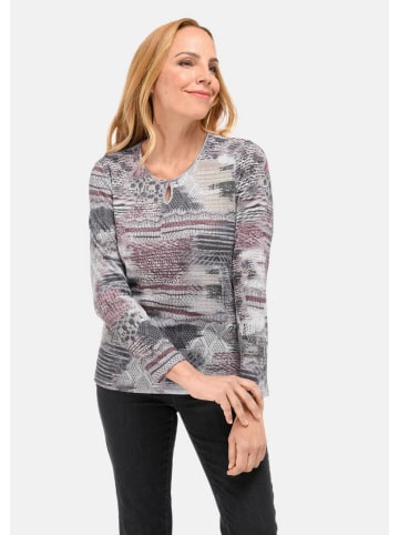 GOLDNER Kurzgröße:  Strickshirt Leichtes Druckshirt mit Allover-Design in beere / gemustert