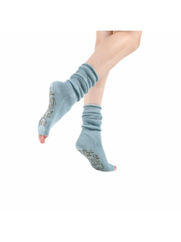 MUNADUNA Pilates Stulpen-Zehensocken – 3D-Strick in Blau