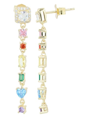 Adeliás Damen Ohrringe – Ohrstecker aus 925 Silber mit Zirkonia in gold