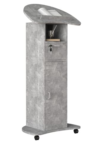 VCM  Holz Stehpult Rednerpult Stehtisch Rollen Redola T in Beton-Grau