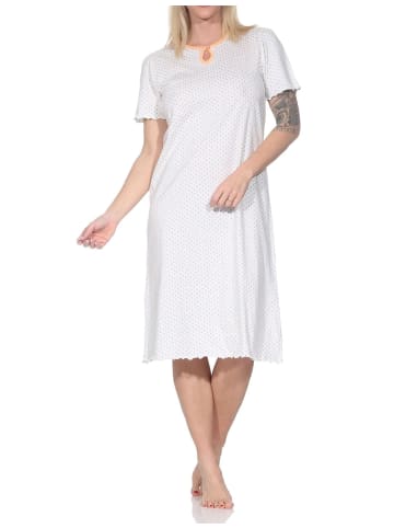 NORMANN Kurzarm Nachthemd Tupfen Punkte Optik 125 211 315 in apricot