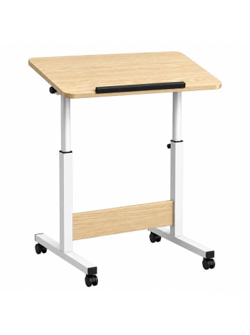 relaxdays Laptoptisch in Weiß/ Natur - (B)60 x (H)67-90 x (T)40 cm